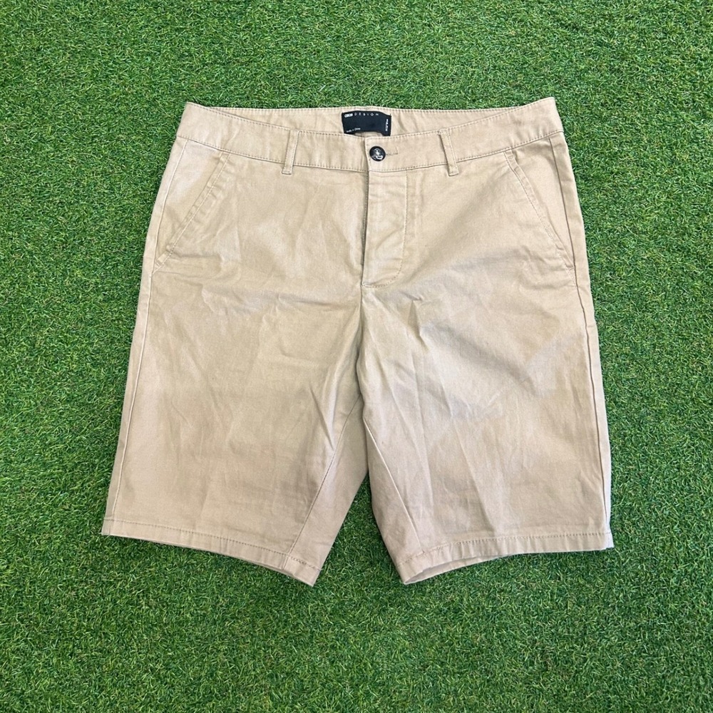 ASOS DESIGN Mens Chino Shorts Tan Khaki Size W32 Cotton Twill Casual Summer